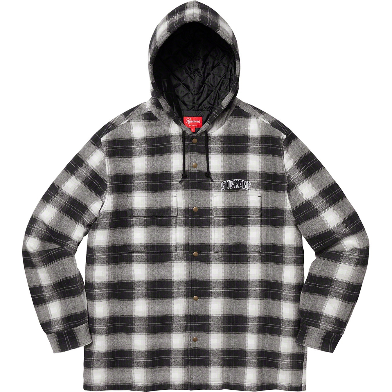 Quilted Hooded Plaid Shirt view 5